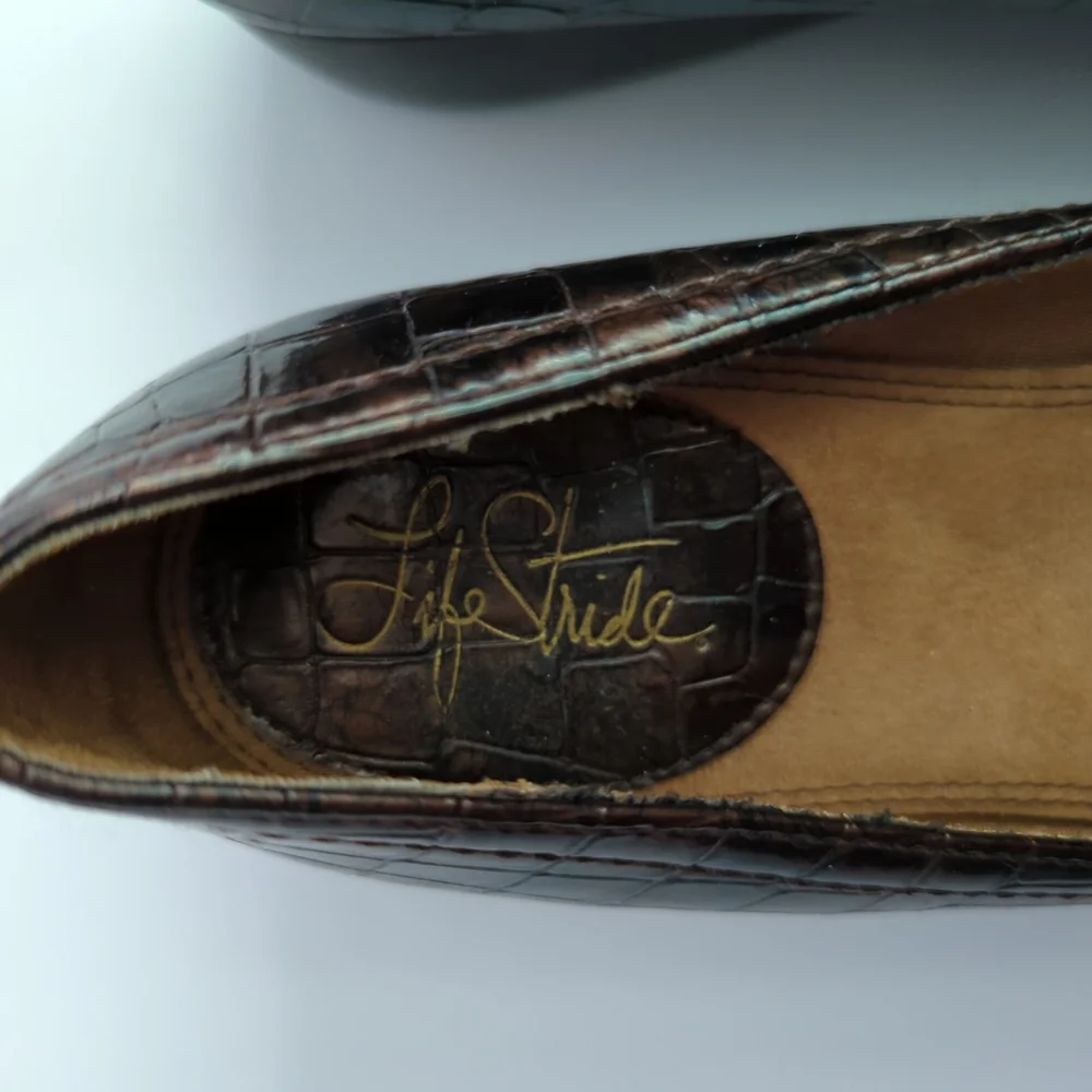 Life Stride Denise Mary Jane Size 8M Slip On Brown Black Faux Shoes